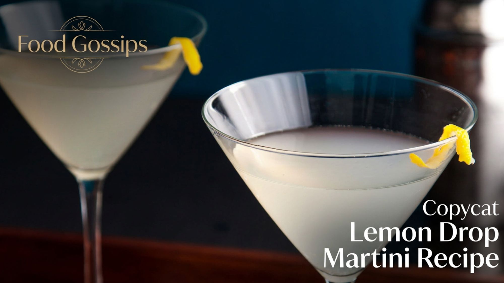 Two glasses of a lemon drop martini recipe